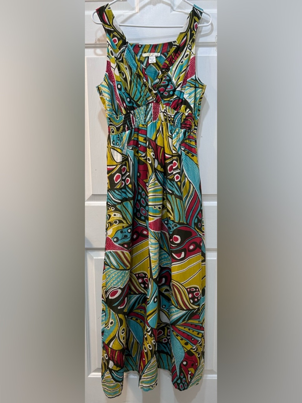 Vasna Desire Vibrant Boho 100% Cotton Maxi Dress Size XL Hippie Floral Festival
